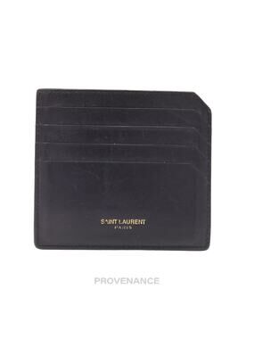 🔴 SLP Card Holder Wallet - Black Calfskin Leather